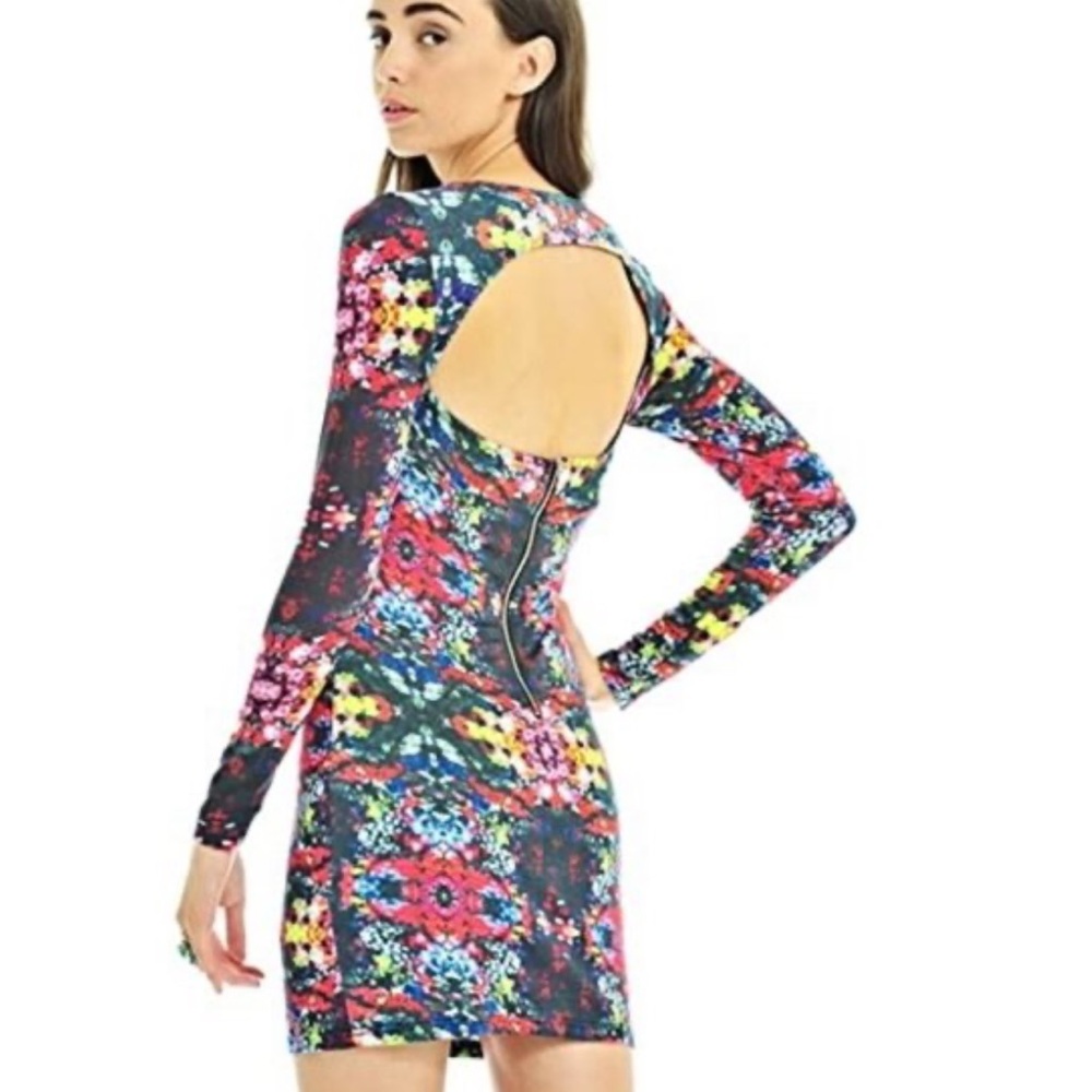 MINKPINK Pink and Blue Long Sleeve Bodycon Dress size M - Picture 1 of 4